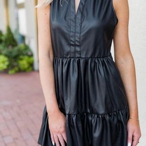 $🔟Leather ruffle dress